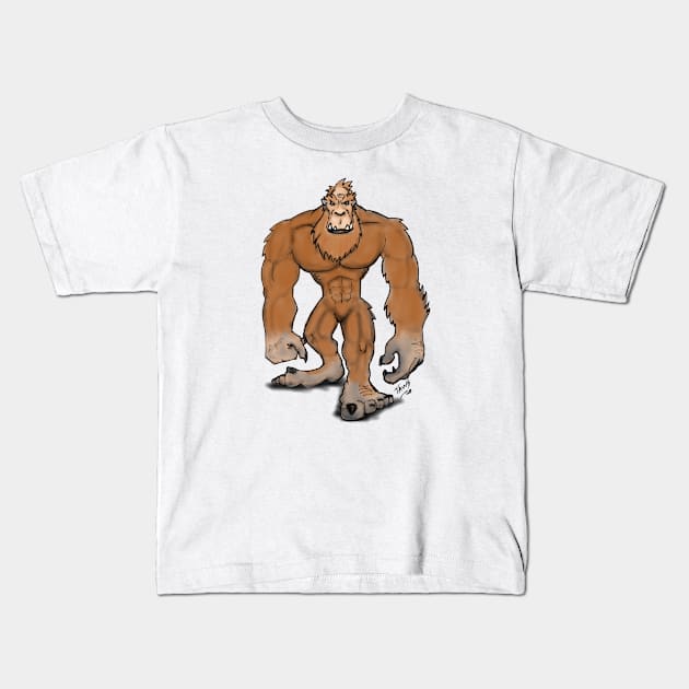 Bigfoot Kids T-Shirt by TonyBreeden